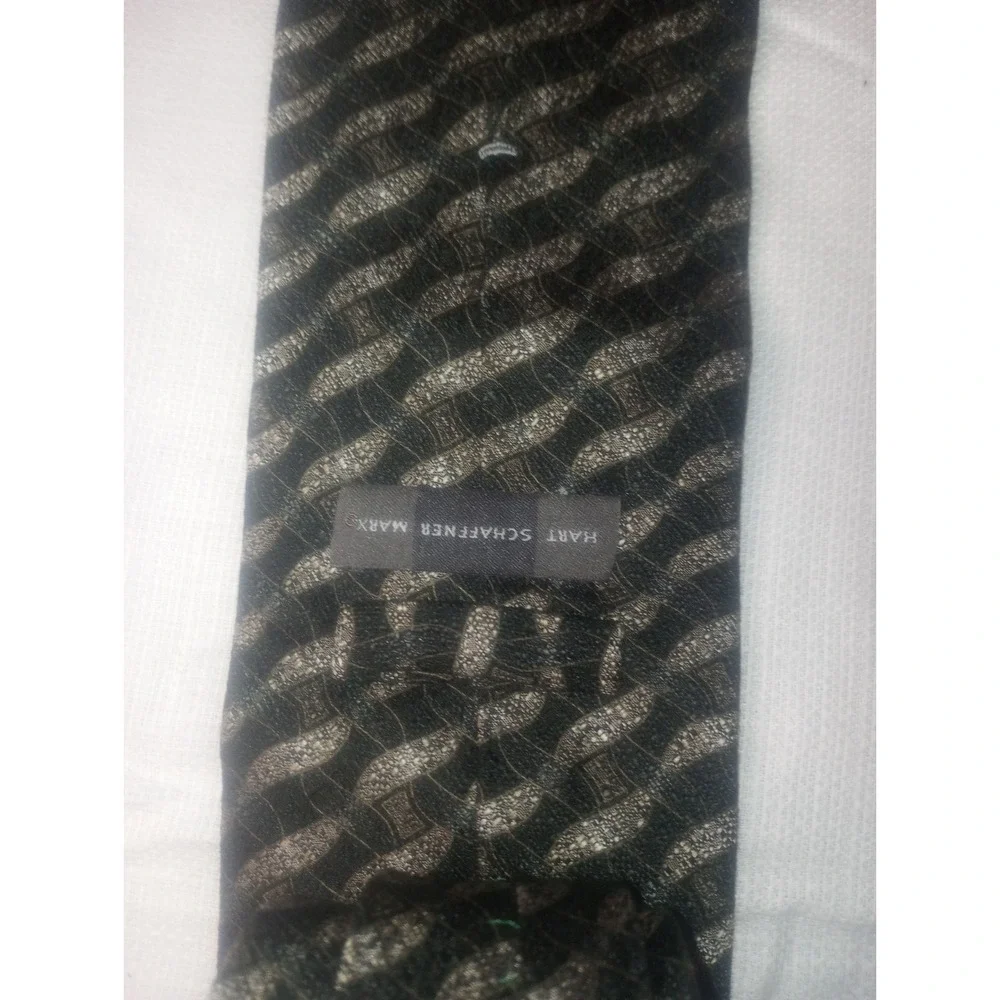 Hart Schaffner Marx Abstract Wide Silver Multicolor Silk Italy‎ Tie